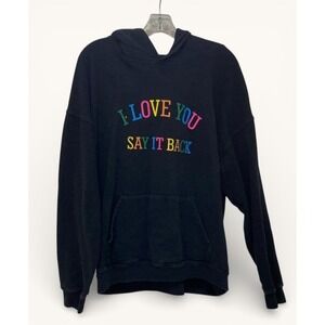 RARE Lonely Ghost I Love You Say It Back Hoodie XL Black Rainbow